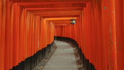 Orange and black concrete corridor
